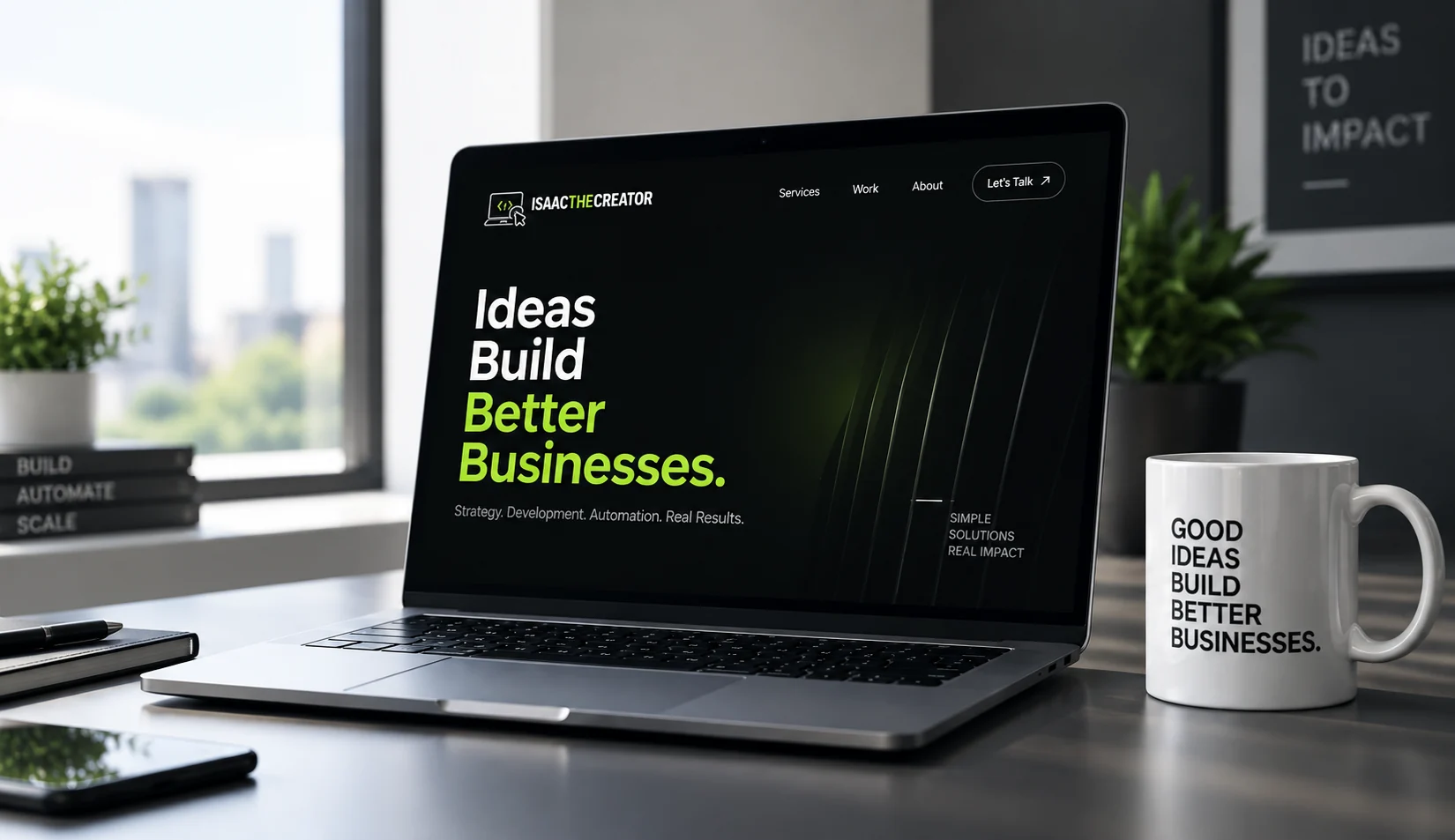 IsaacTheCreator technology workspace with laptop